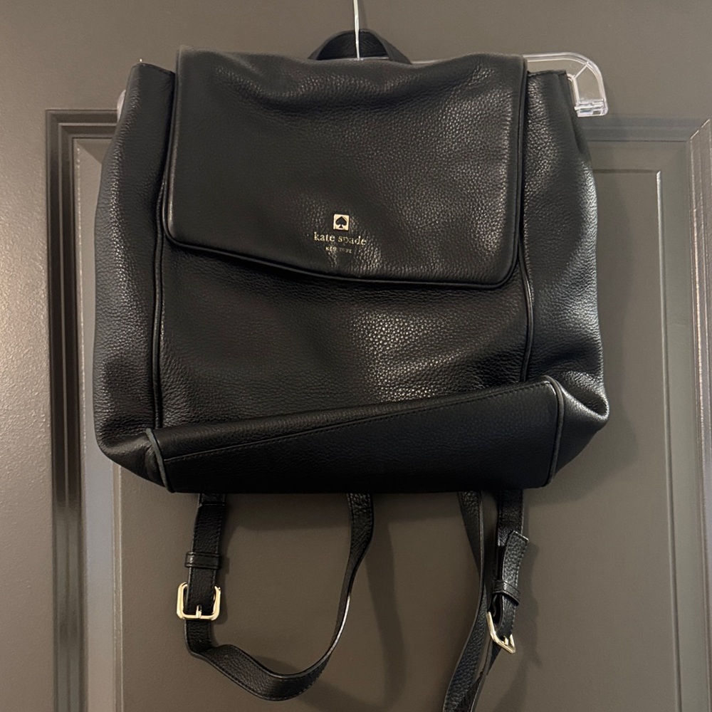 Kate Spade Black Pebbled Leather Backpack